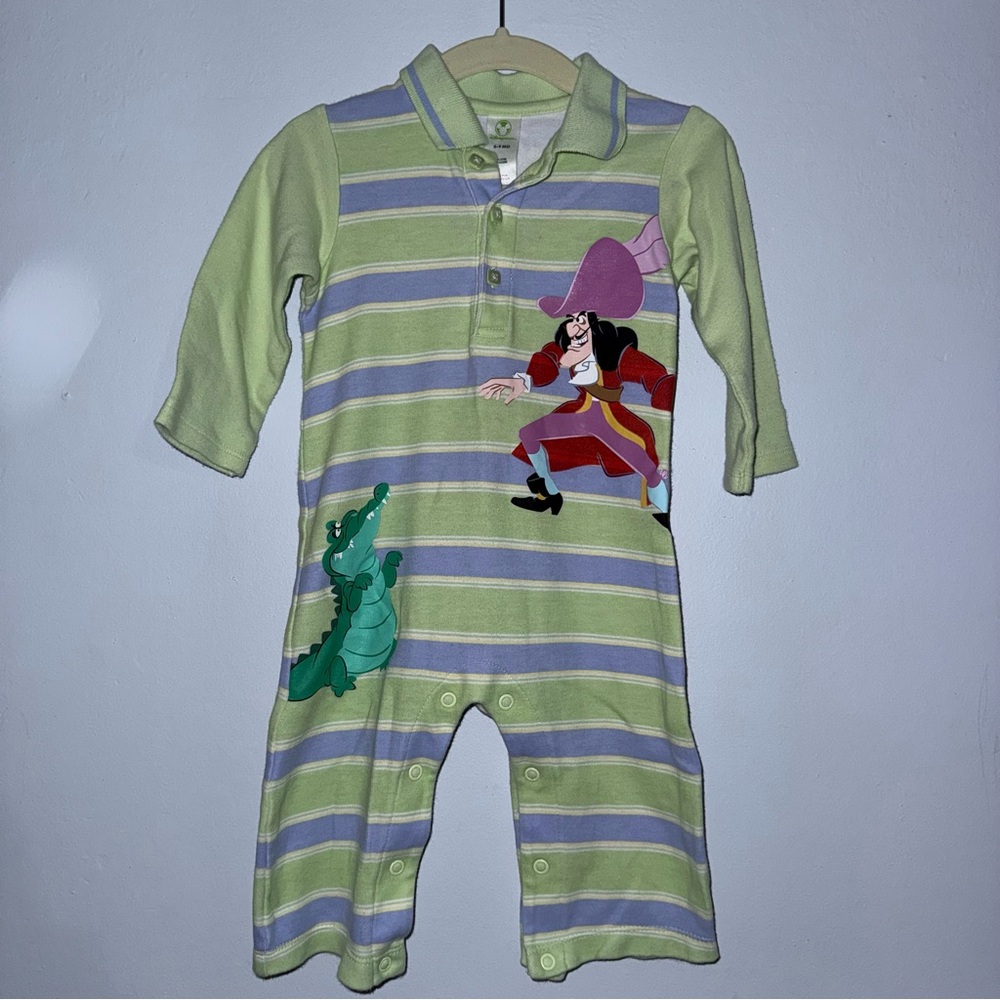 Disney Store | Peter Pan/Captain Hook Blue and Green Striped Romper